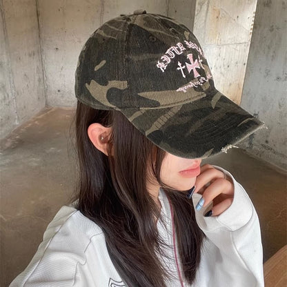 Baseball Embroidered Camouflage Cap Cross