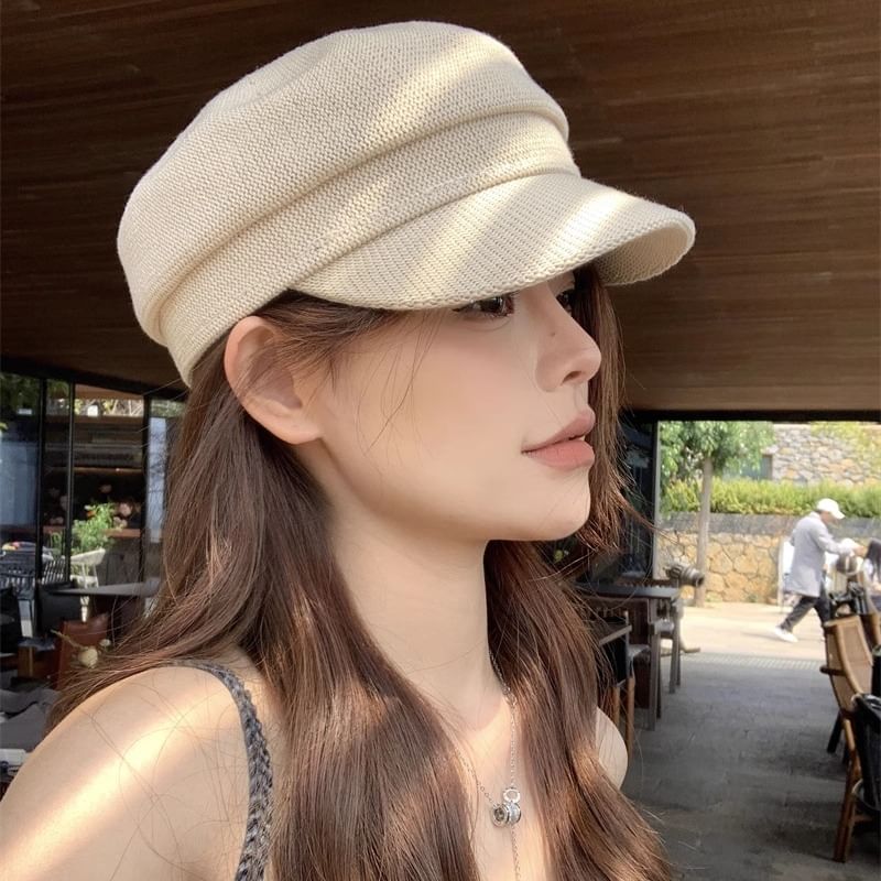 Newsboy Cap Plain Knit