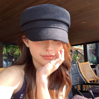 Newsboy Cap Plain Knit