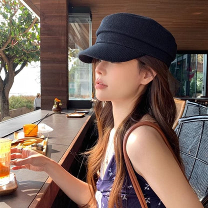 Newsboy Cap Plain Knit