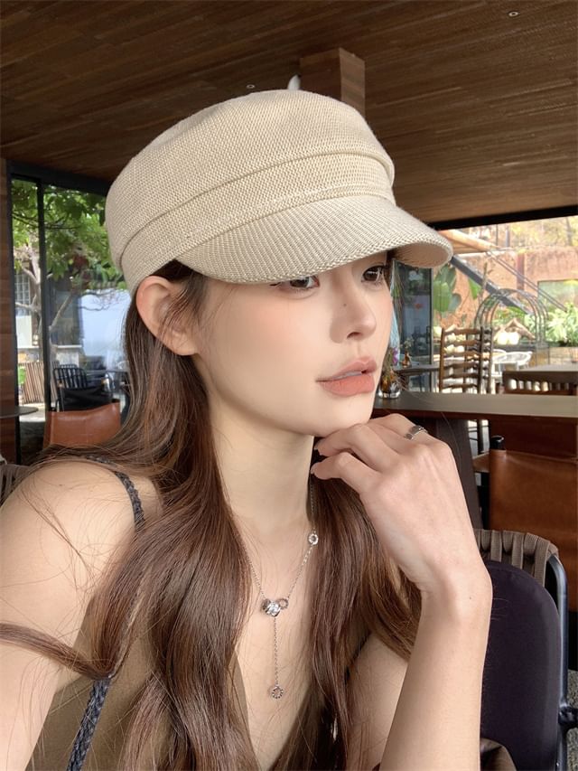 Newsboy Cap Plain Knit