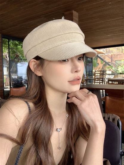 Newsboy Cap Plain Knit