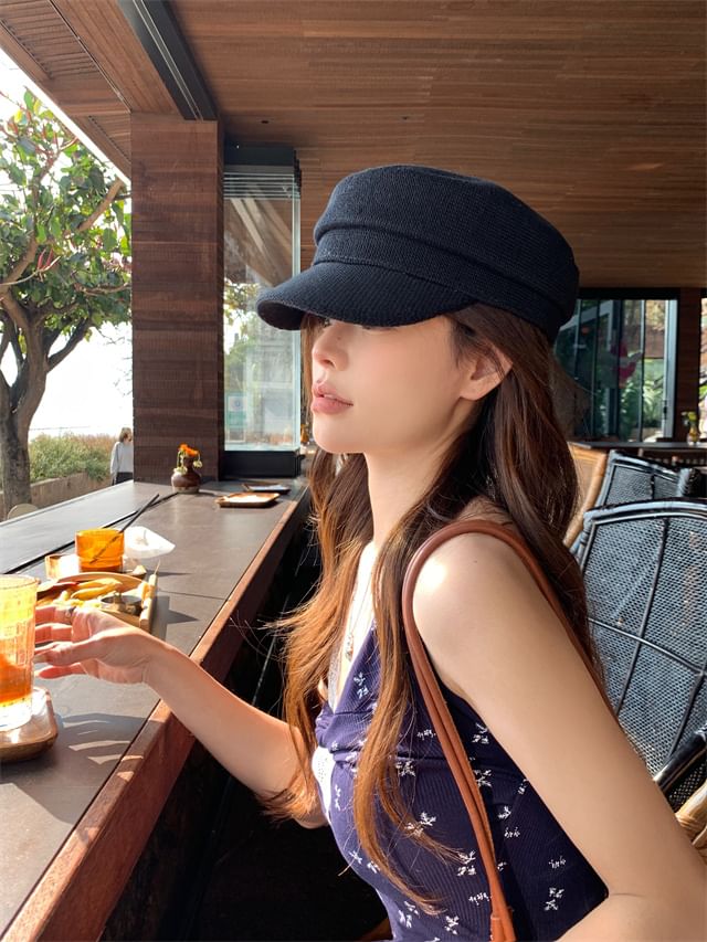 Newsboy Cap Plain Knit