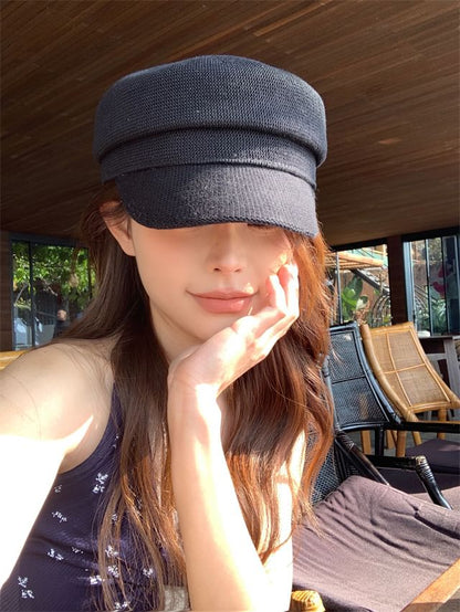 Newsboy Cap Plain Knit