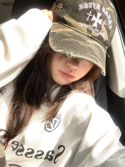 Baseball Embroidered Camouflage Cap Cross