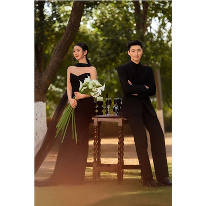 Plain Mesh Sheath Tube Evening Gown