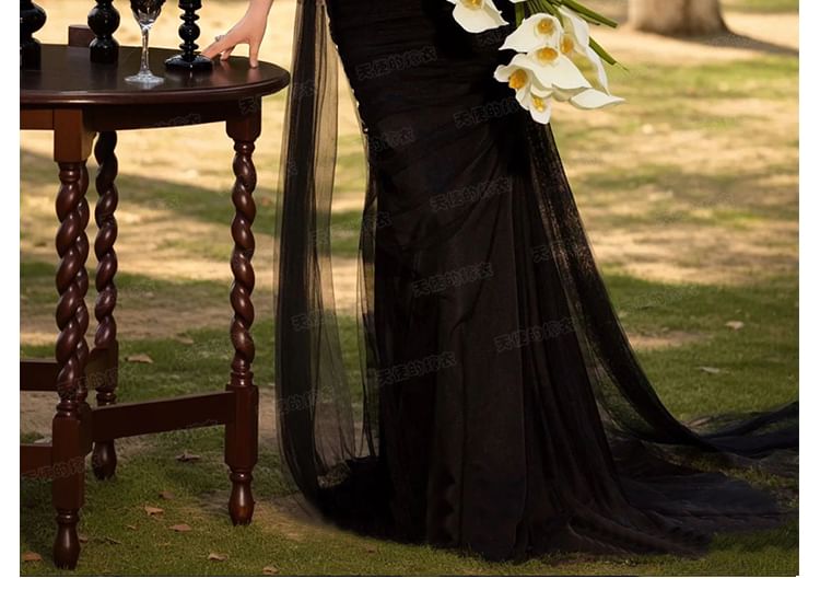 Sheath Tube Gown Plain Evening Mesh