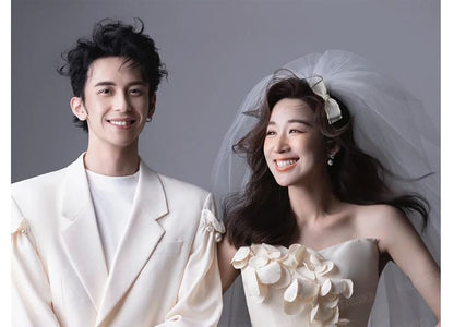 Floral Gown Applique Wedding Ruched Tube High-Low Plain A-Line