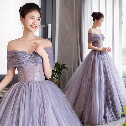 Gown Lace Plain Short Sleeve Evening Mesh A-Line Shoulder Off Panel Ruched