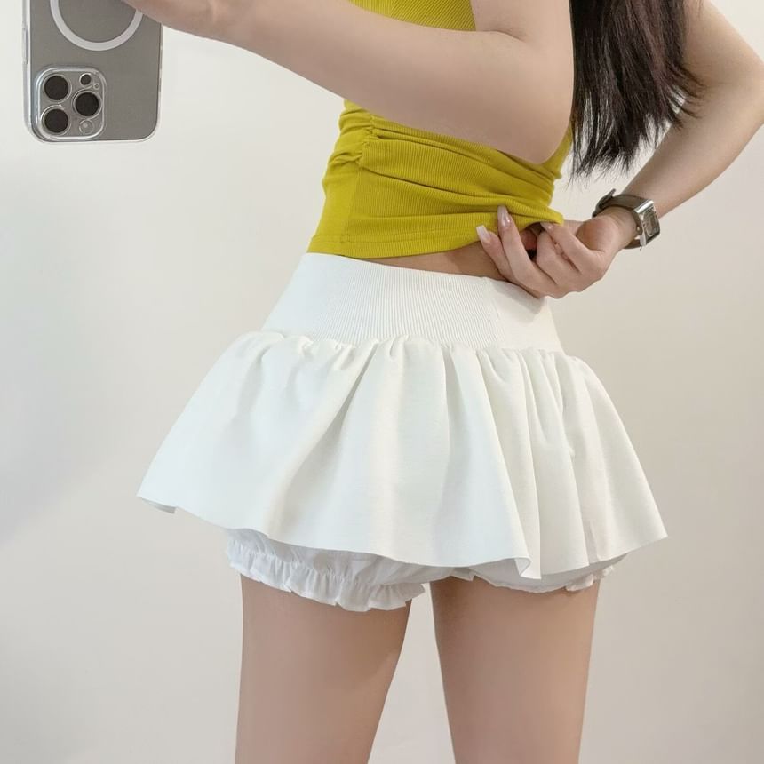 Drawstring Waist Solid Skort for Casual Wear