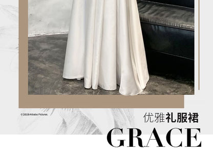 Strapless Two Tone Bow A-Line Evening Gown