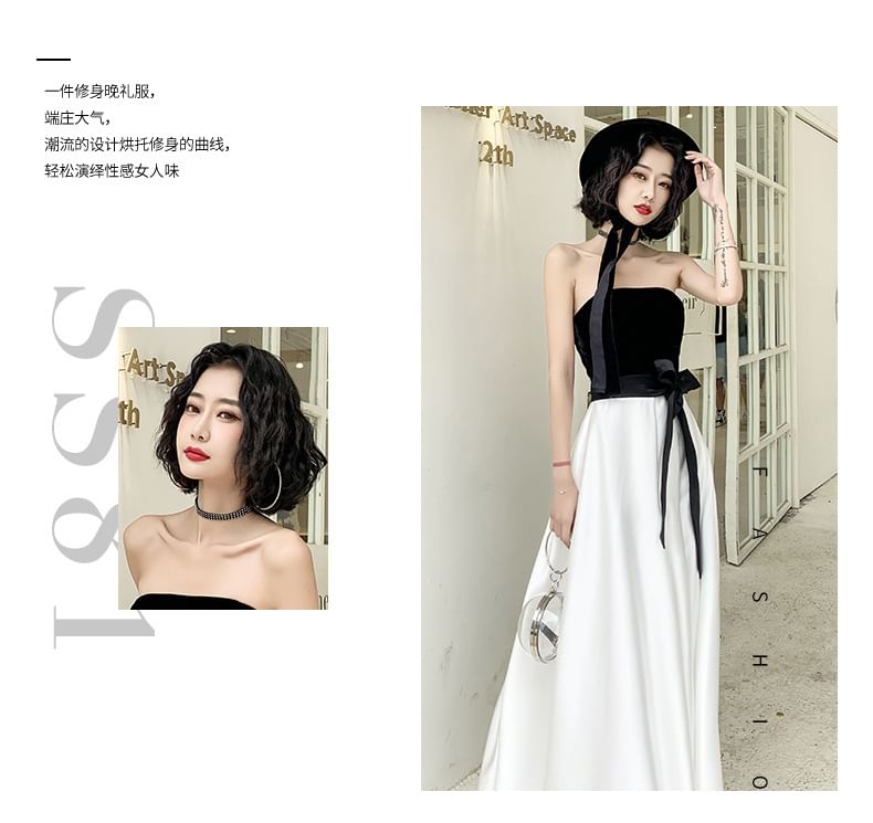 Bow A-Line Two Gown Tone Strapless Evening