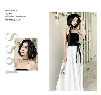 Bow A-Line Two Gown Tone Strapless Evening