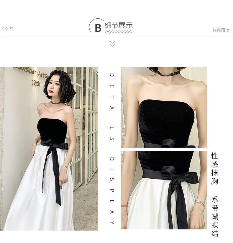 Bow A-Line Two Gown Tone Strapless Evening