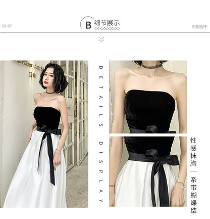 Bow A-Line Two Gown Tone Strapless Evening