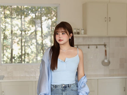 Plus Size Elevated Waist Faded Denim Midi Flared Skirt