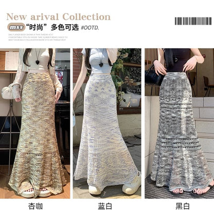 Elevated Waist Blended Fabric Mermaid Tail Skirt