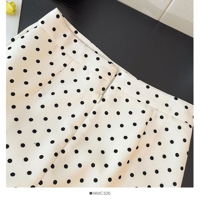 High-Rise Polka Dot Lace-Trimmed Mini Flared Skirt