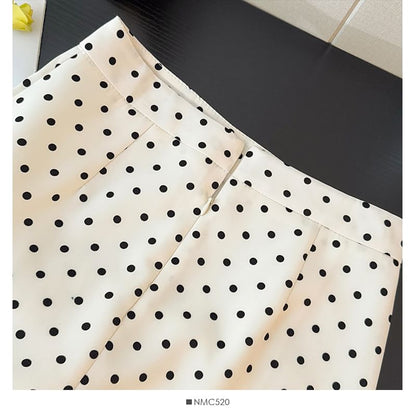 High-Rise Polka Dot Lace-Trimmed Mini Flared Skirt