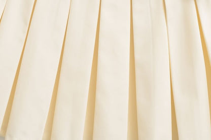 Pleated High Waist Solid Mini A-Line Skirt
