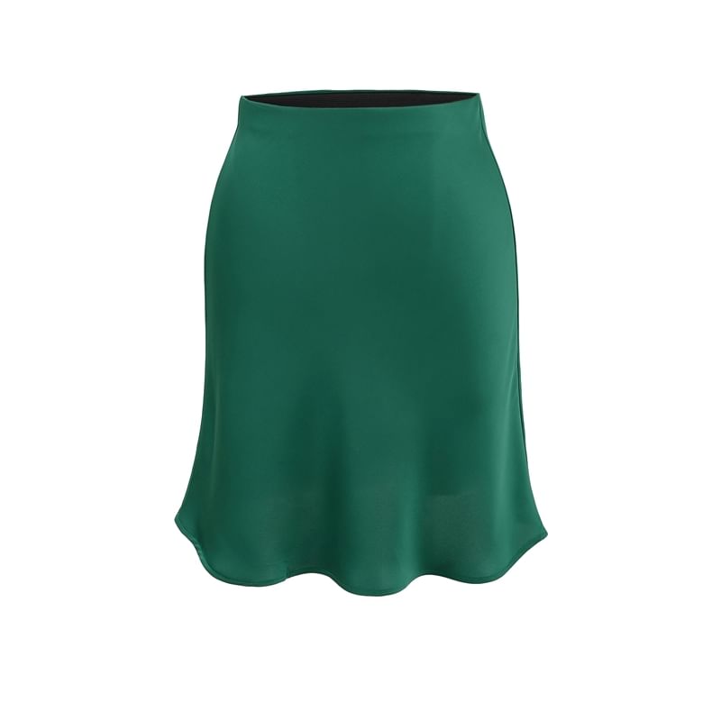 Solid High Rise Mini Mermaid Skirt