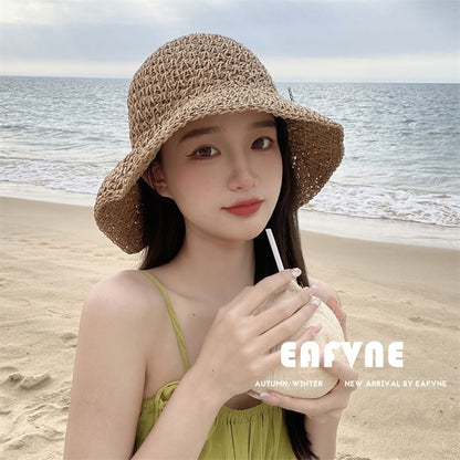 Cloche Hat Straw Lace-Up