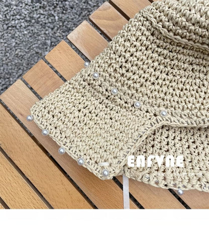 Cloche Hat Straw Lace-Up