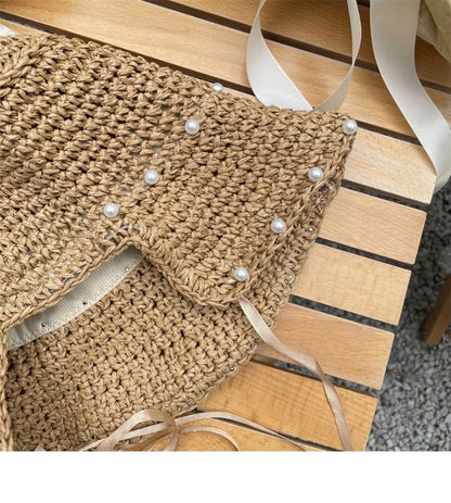 Cloche Hat Straw Lace-Up