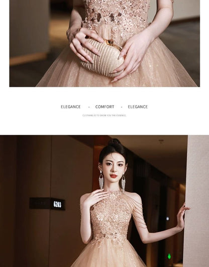 Sleeveless Sheer Ruffle A-Line Evening Gown