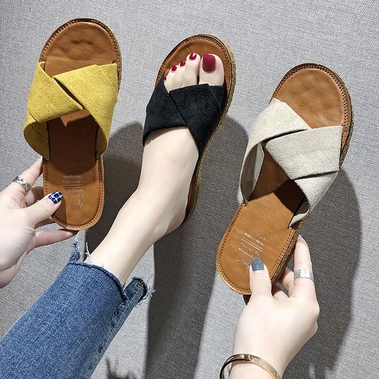 Cross Criss Slide Sandals
