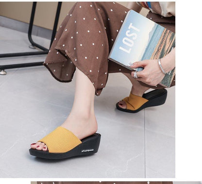 Heel Slide Knit Sandals Panel Wedge