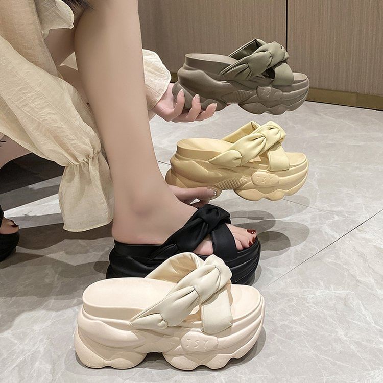 Platform Criss Cross Slide Sandals