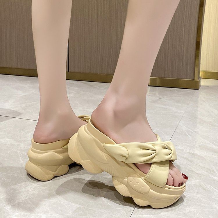 Platform Criss Cross Slide Sandals
