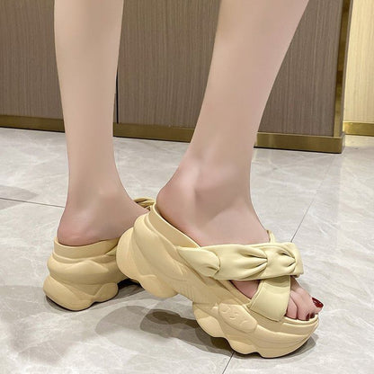 Platform Criss Cross Slide Sandals