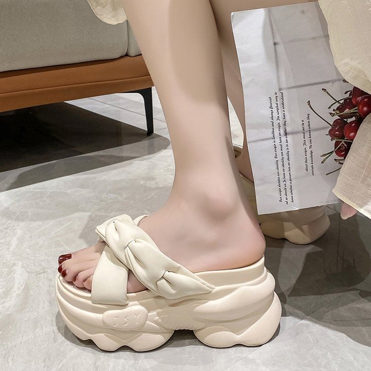 Platform Criss Cross Slide Sandals