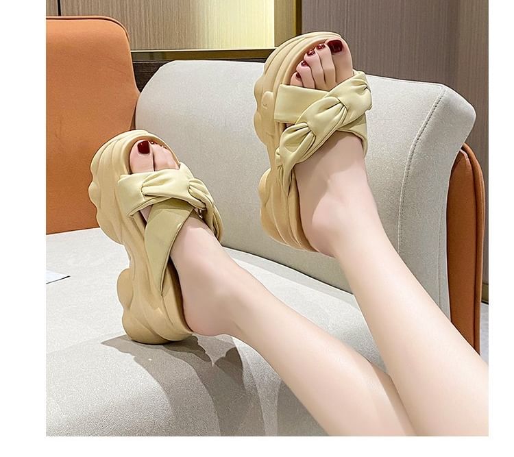 Platform Criss Cross Slide Sandals