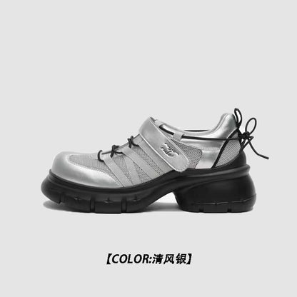 Platform Chunky Heel Lace-Up Shoes