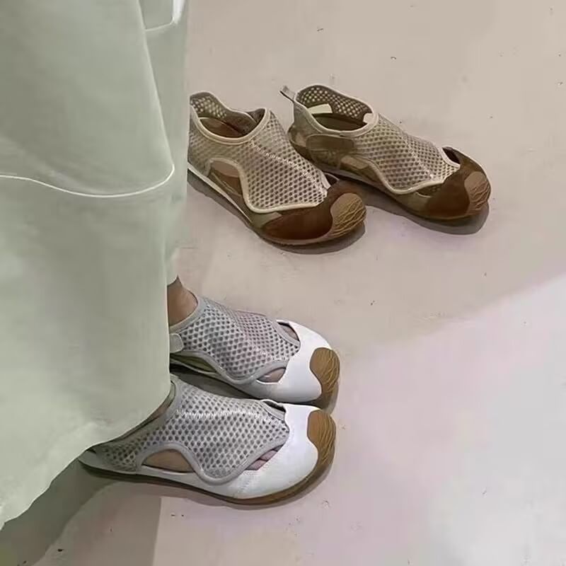 Fishnet Panel Cutout Slip-Ons