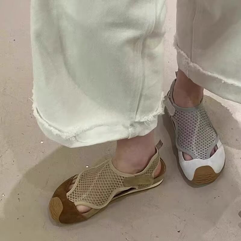 Fishnet Panel Cutout Slip-Ons
