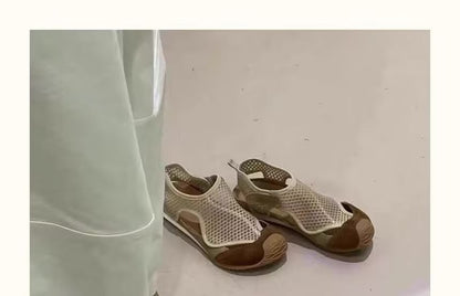 Fishnet Panel Cutout Slip-Ons