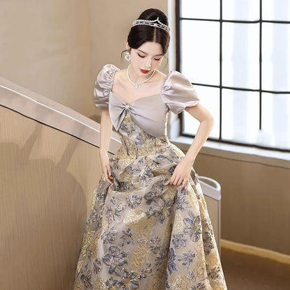 Ball Short-Sleeve Panel Gown Floral