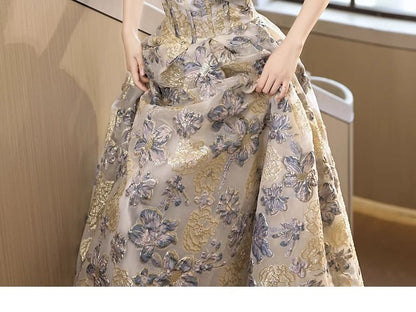Ball Short-Sleeve Panel Gown Floral