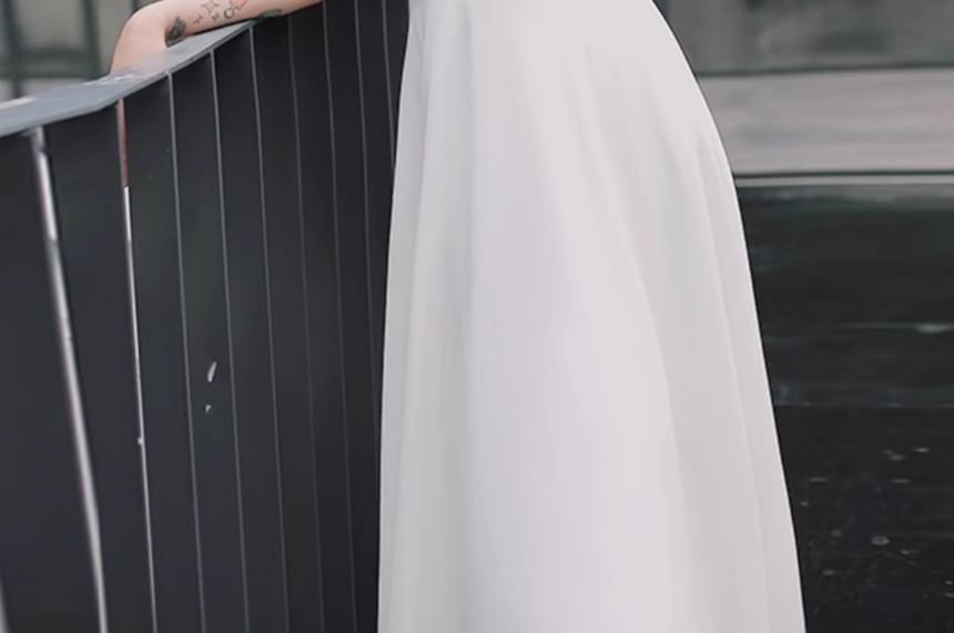 Short-Sleeve V-Neck Plain Evening Dress (Various Designs)