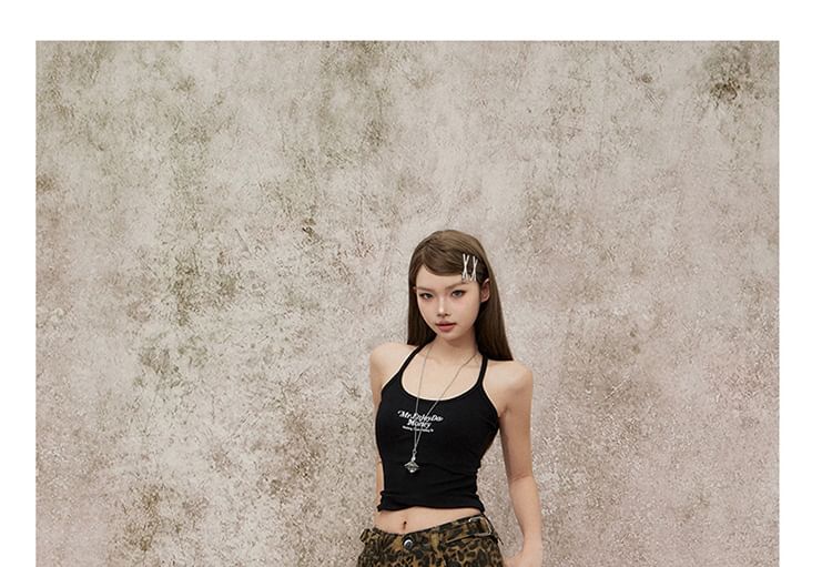 Mid Waist Leopard Print Wide Leg Jorts