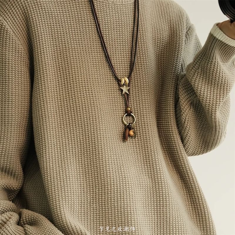 Layered Necklace Pendant Bead Star Cord