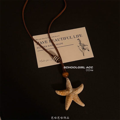 Starfish Cord Bead Pendant Necklace