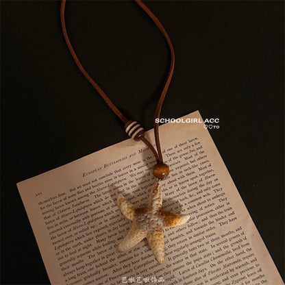 Starfish Cord Bead Pendant Necklace
