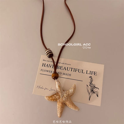 Starfish Cord Bead Pendant Necklace