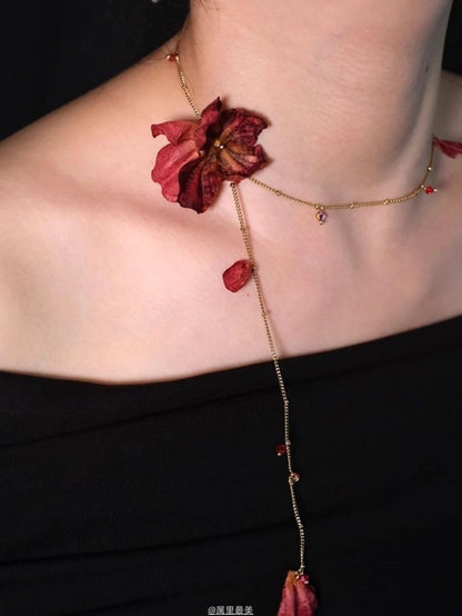 Alloy Lariat Petal Necklace