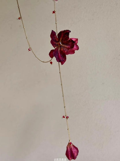 Alloy Lariat Petal Necklace